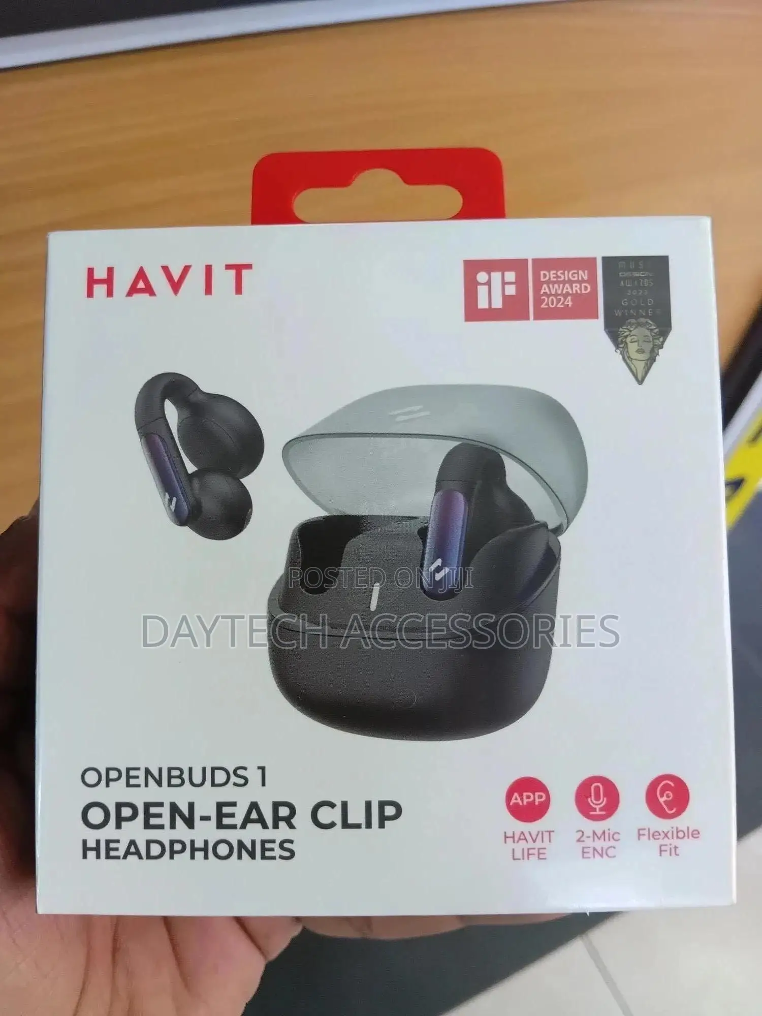 Havit Tw980 Waterproof Open Ear Clip Earbuds - Black
