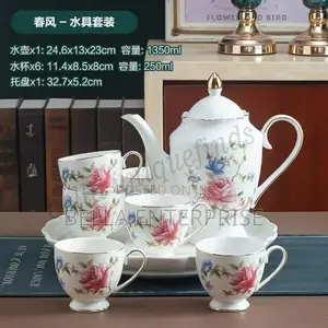Fine Ceramic 8pc Rotating Tray Tea Set