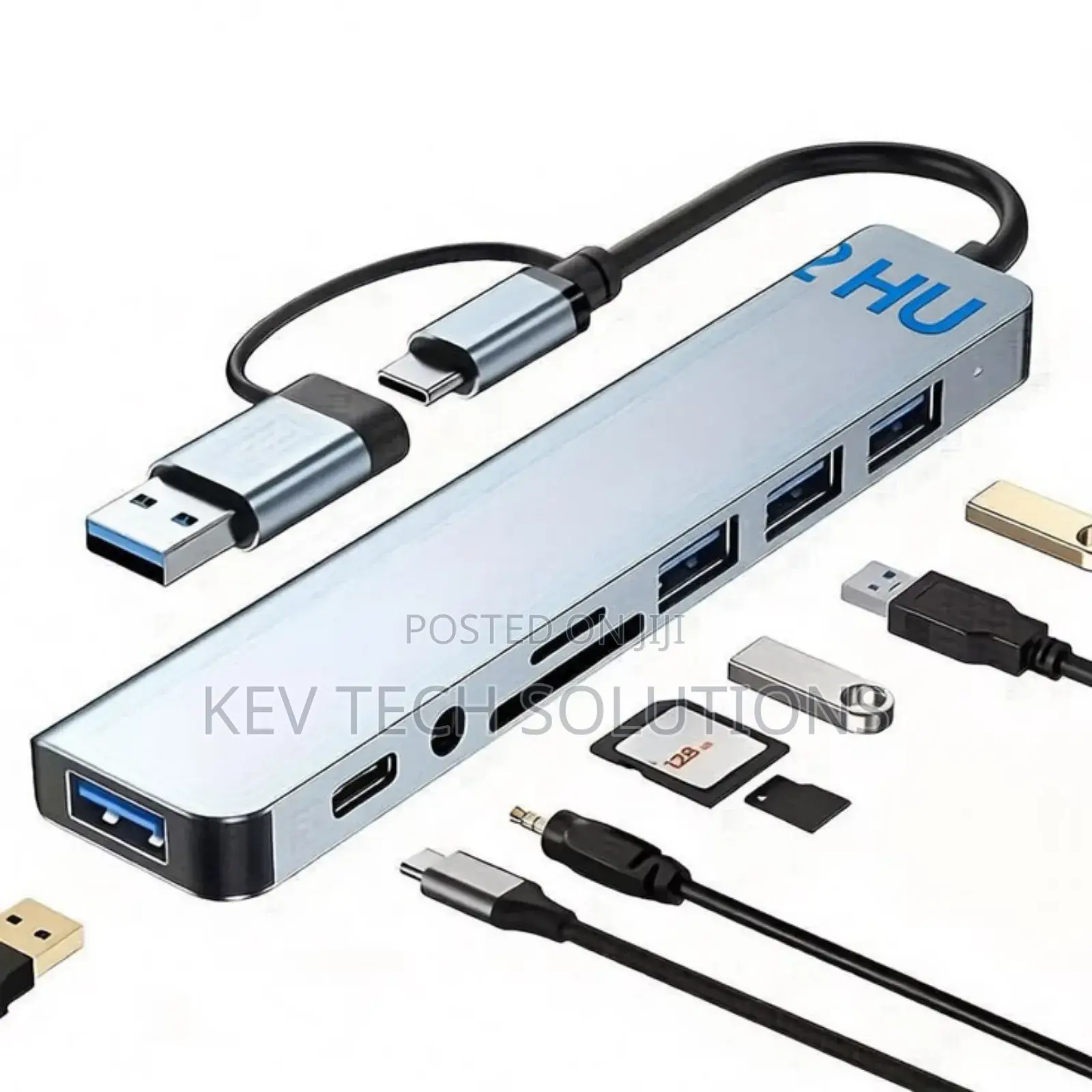 Usb Hub Expander Dock 8 in 1 Usb 3.0 Type-C Adapter Tf Sd Reader