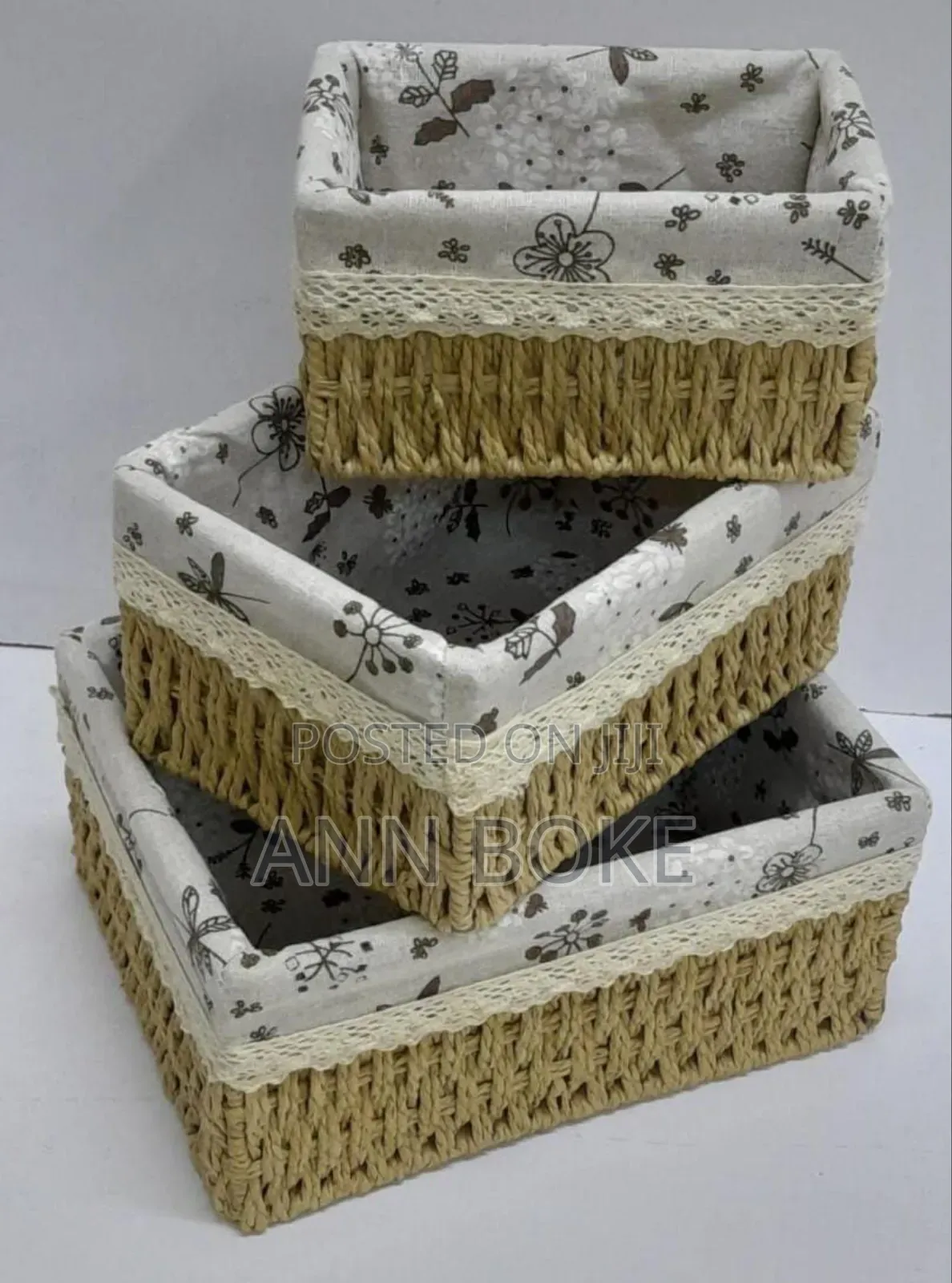 *3 in 1 Hand Woovenrattan Storage Baskets Nowavailable Set of 3 Pcs*