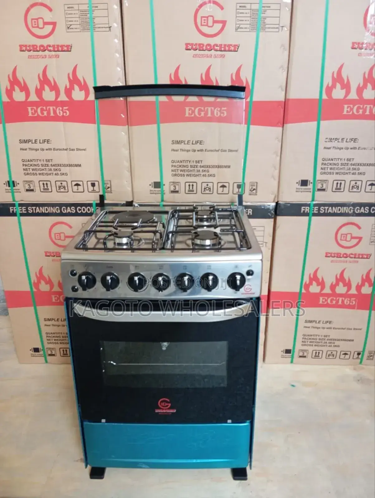 60*65 Eurochef Free Standing 3 Gas Burner +1 Electric Cooker