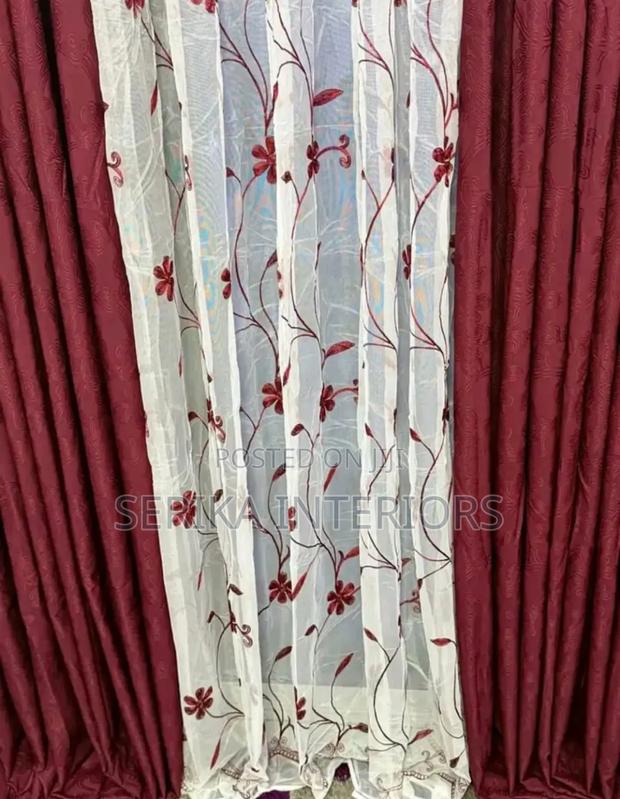 Maroon Curtains Curtains and Matching Net Environmental Friendly