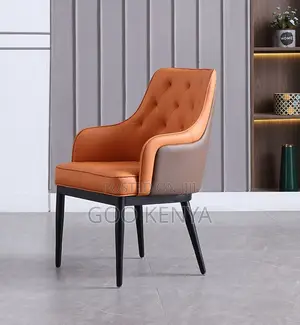 Home Chair; Leather Dining Chair With Heavy Cushion For Dining Spaces