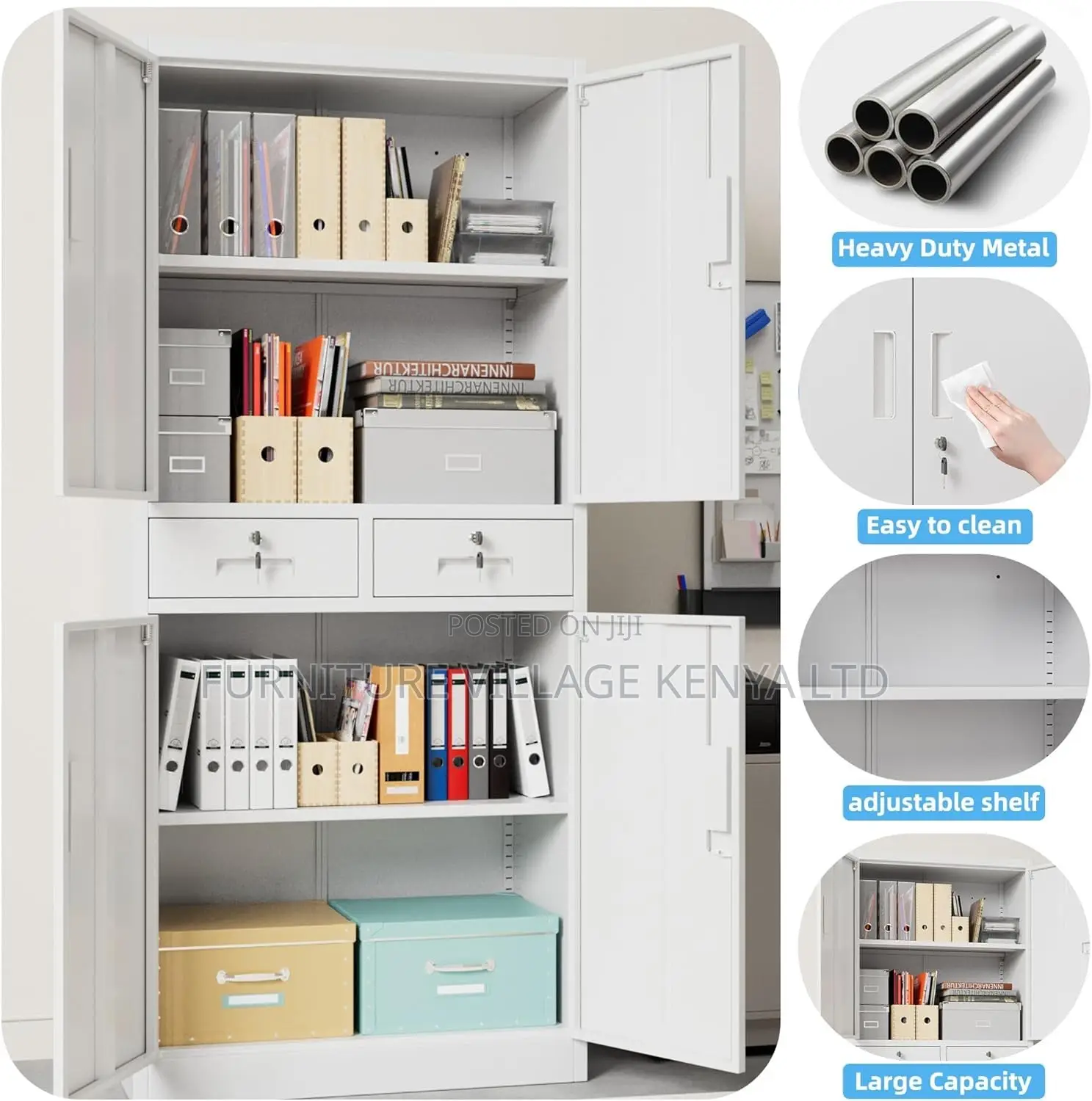 Office Cabinet; 4-door Metallic Office Cabinet