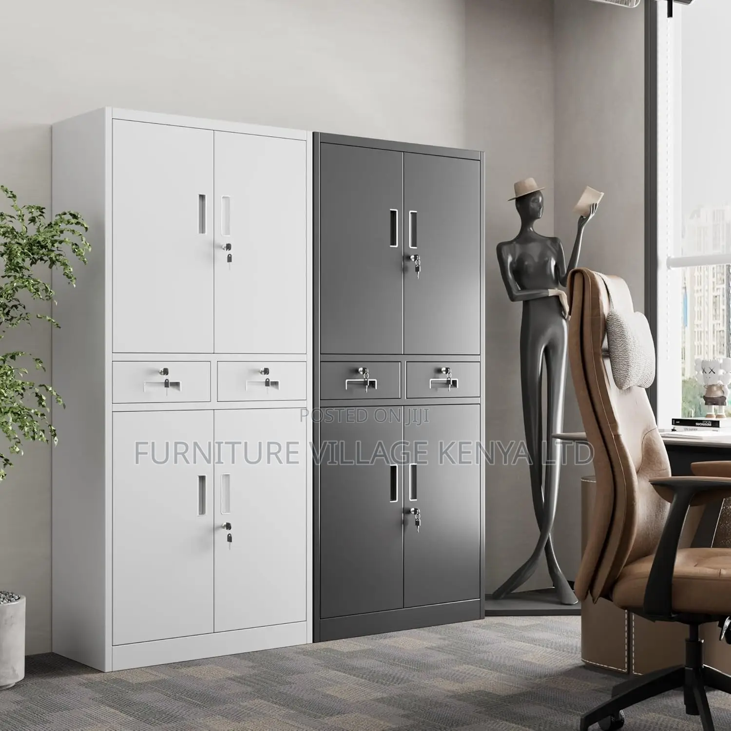 Office Cabinet; 4-door Metallic Office Cabinet