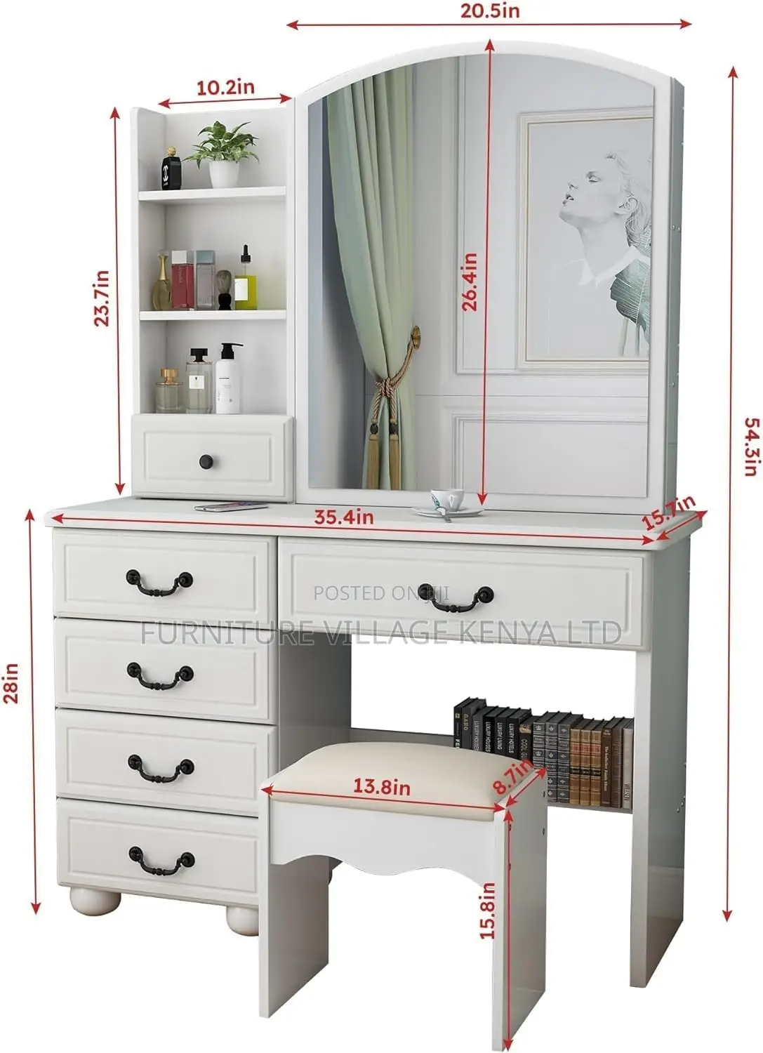 Dresser; Makeup Vanity Desk With Mirror And Lights