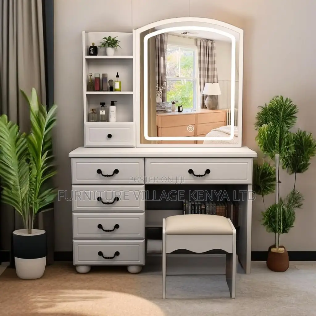 Dresser; Makeup Vanity Desk With Mirror And Lights