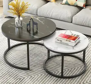 Home Table Set;Durable Marble Top Round Nesting Tables For Living Room