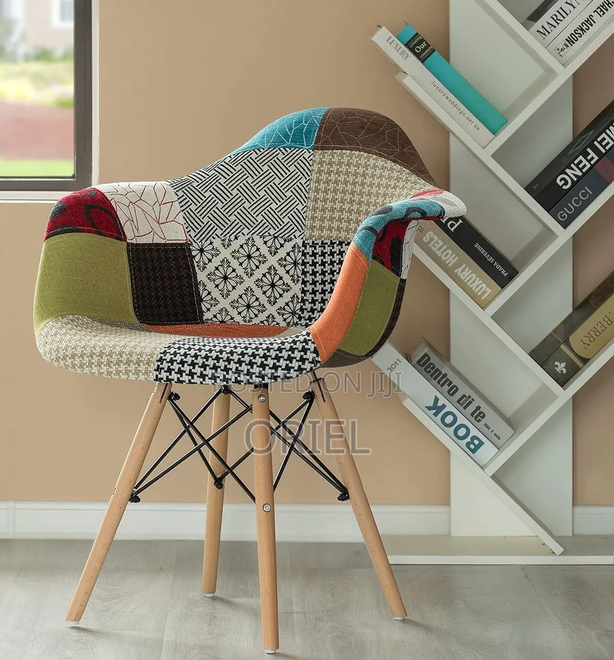 Home Chairs; Unique Patchwork Armrest Chair for Reading Nook