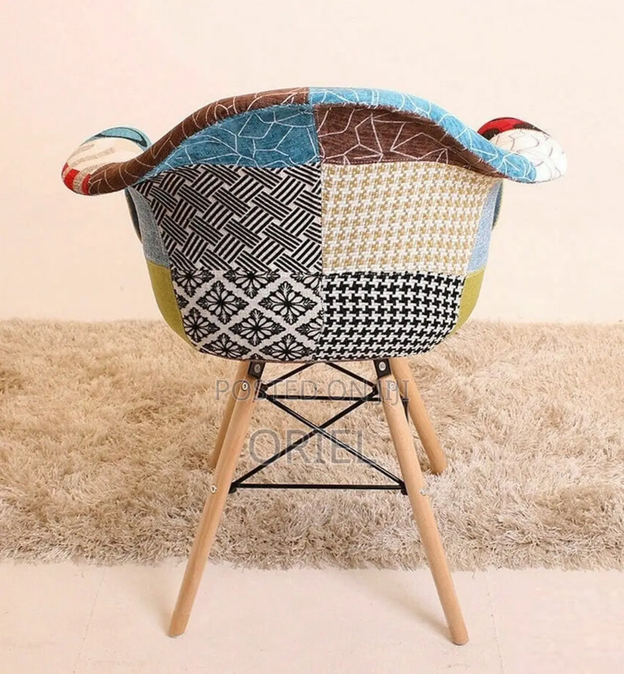 Home Chairs; Unique Patchwork Armrest Chair for Reading Nook