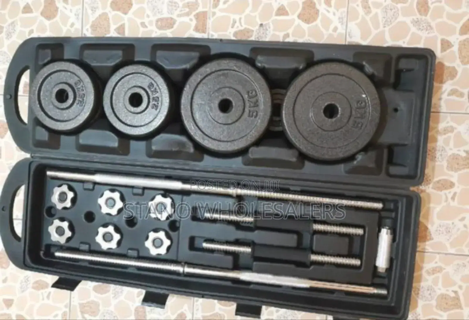 Fully Black New 50kgs Dumbells