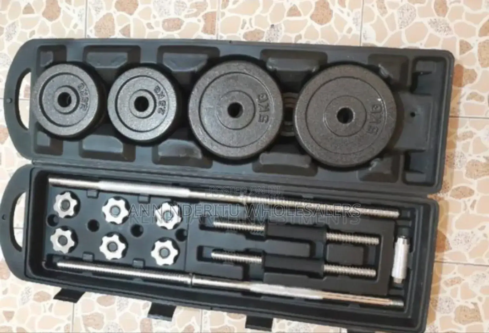 Fully Black New 50kgs Dumbells