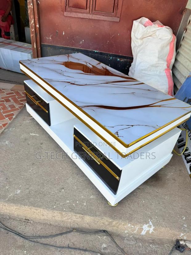 Executive White Coffee  Table With Marble Topping - thumbnail 3