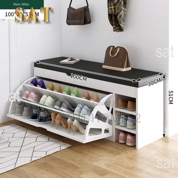 Bucket Flip Shoe Cabinet With Stool-Tt - thumbnail 2