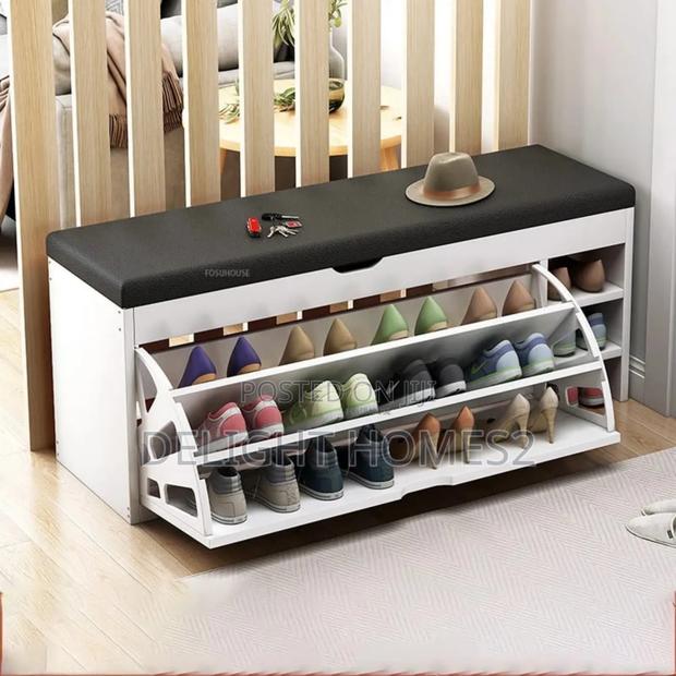 Bucket Flip Shoe Cabinet With Stool-Tt - main view
