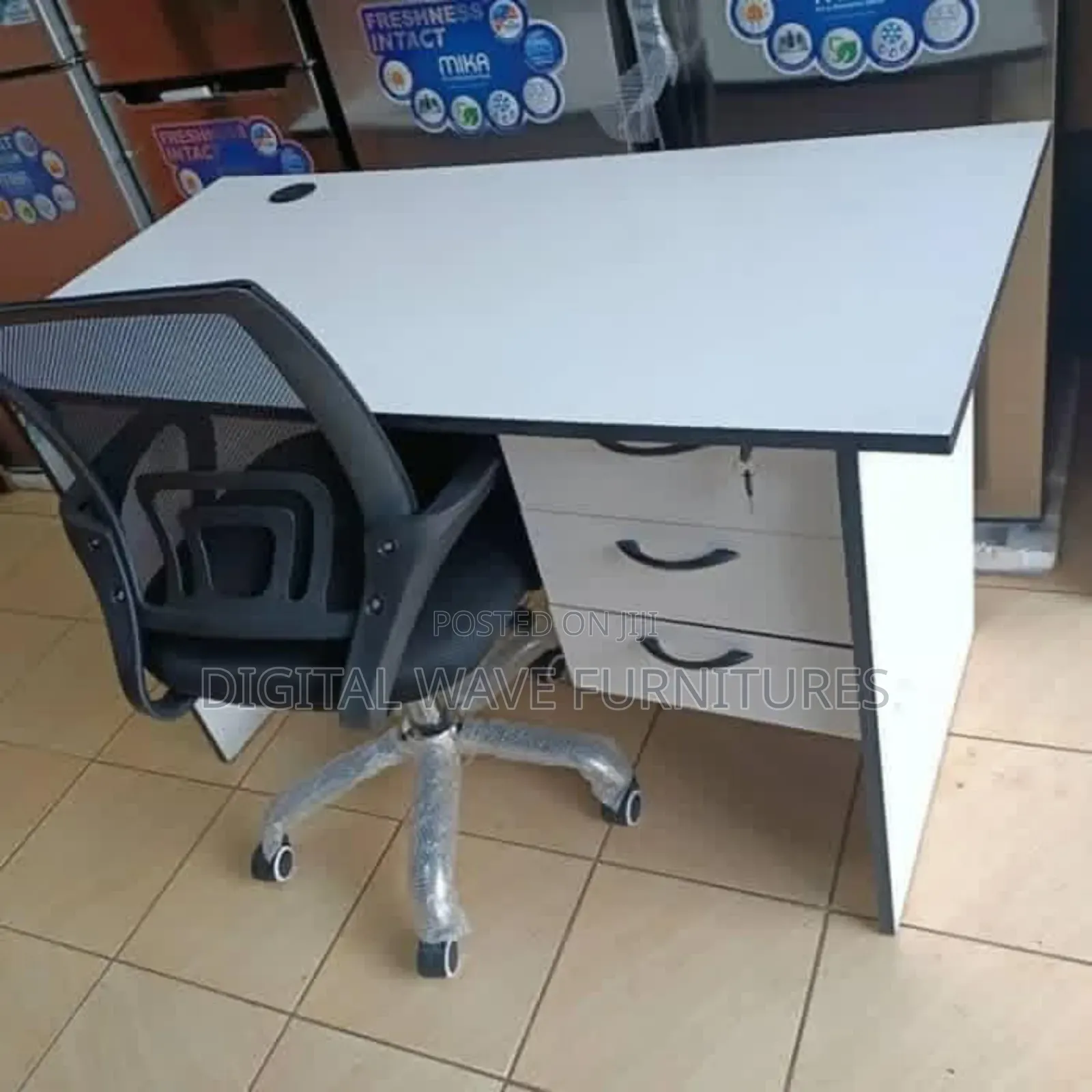 White Office Table With Secretarial Chair