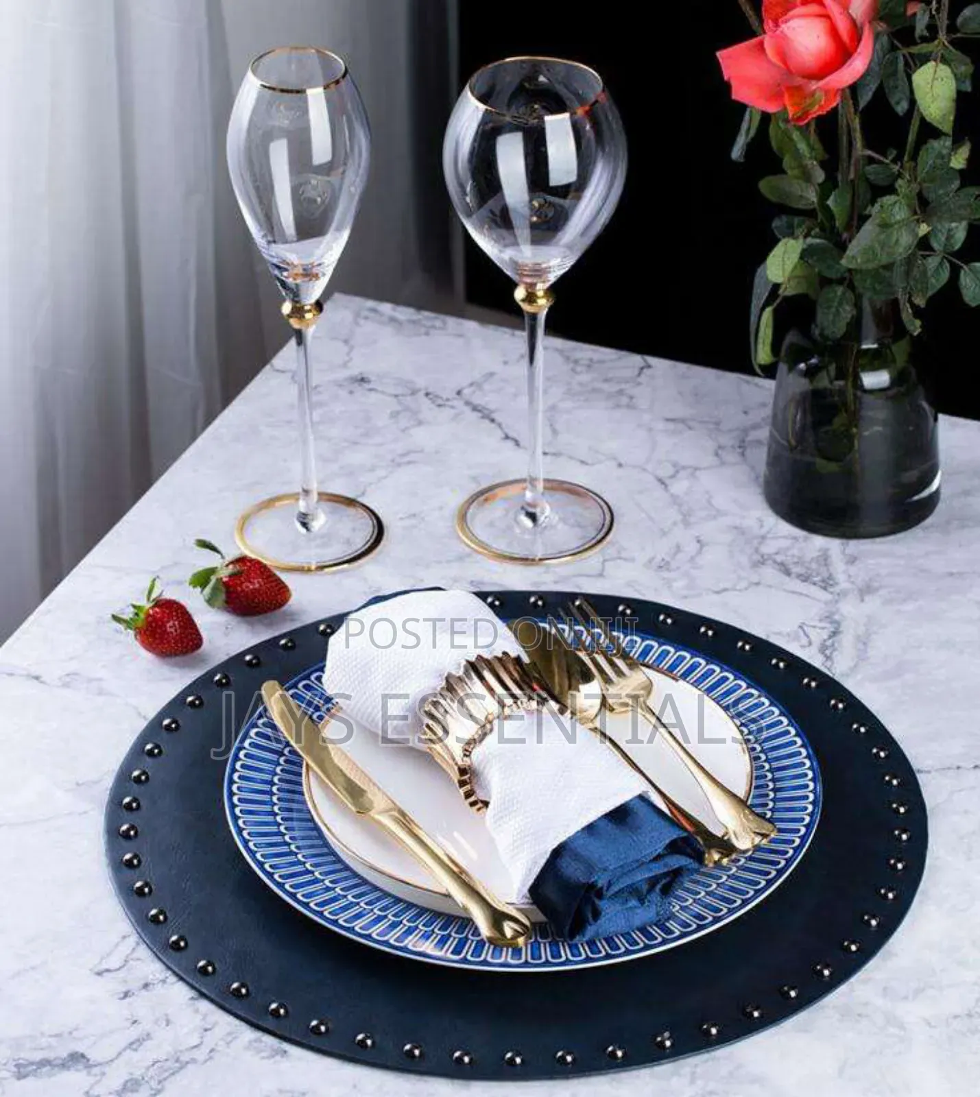 6pcs Long Gold Rim Wine Glasses