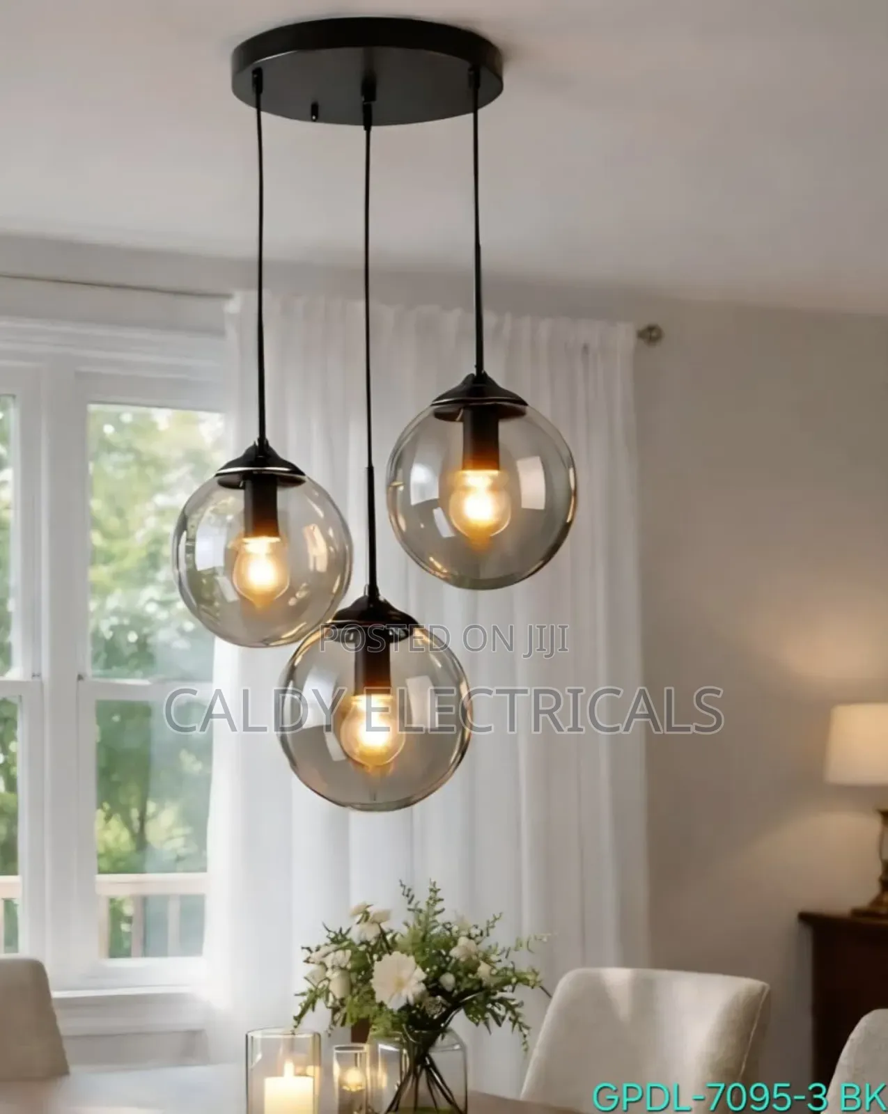 GPDL-7095-3 Bk Is a Modern 3-Light Cluster Pendant Light