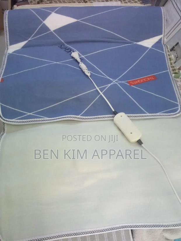 Electric Heated Blankets 70cms by 150cms Dark Blue With White Stripes - main view