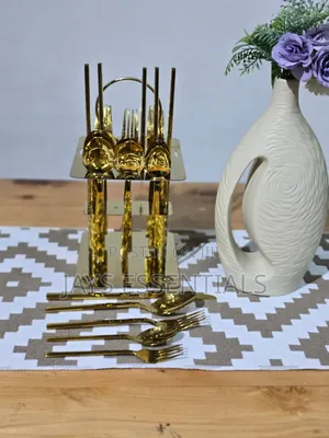 30pcs Premium Gold Cutlery Set With Stand