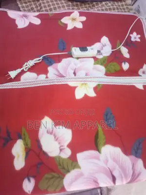 Red White Flowers Electric Heated Blanket 120cms by 150cms Flower's