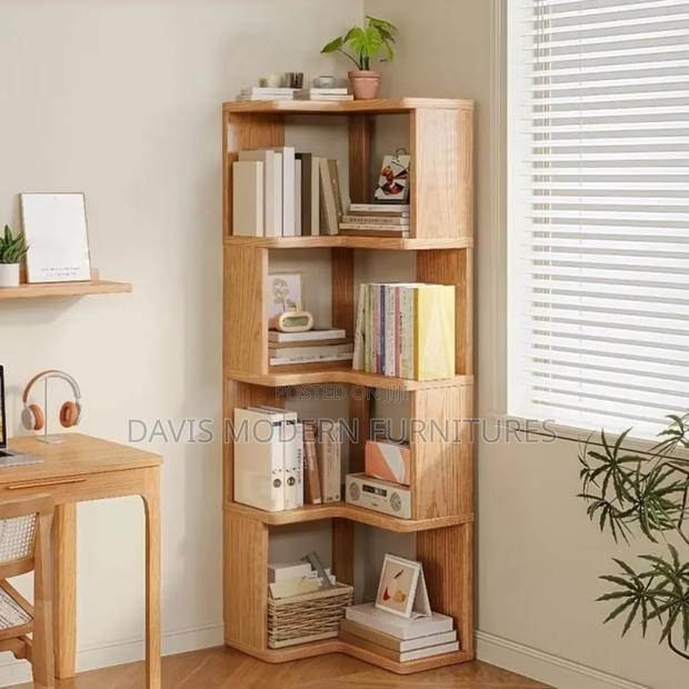Wooden Corner Bookshelf - main view