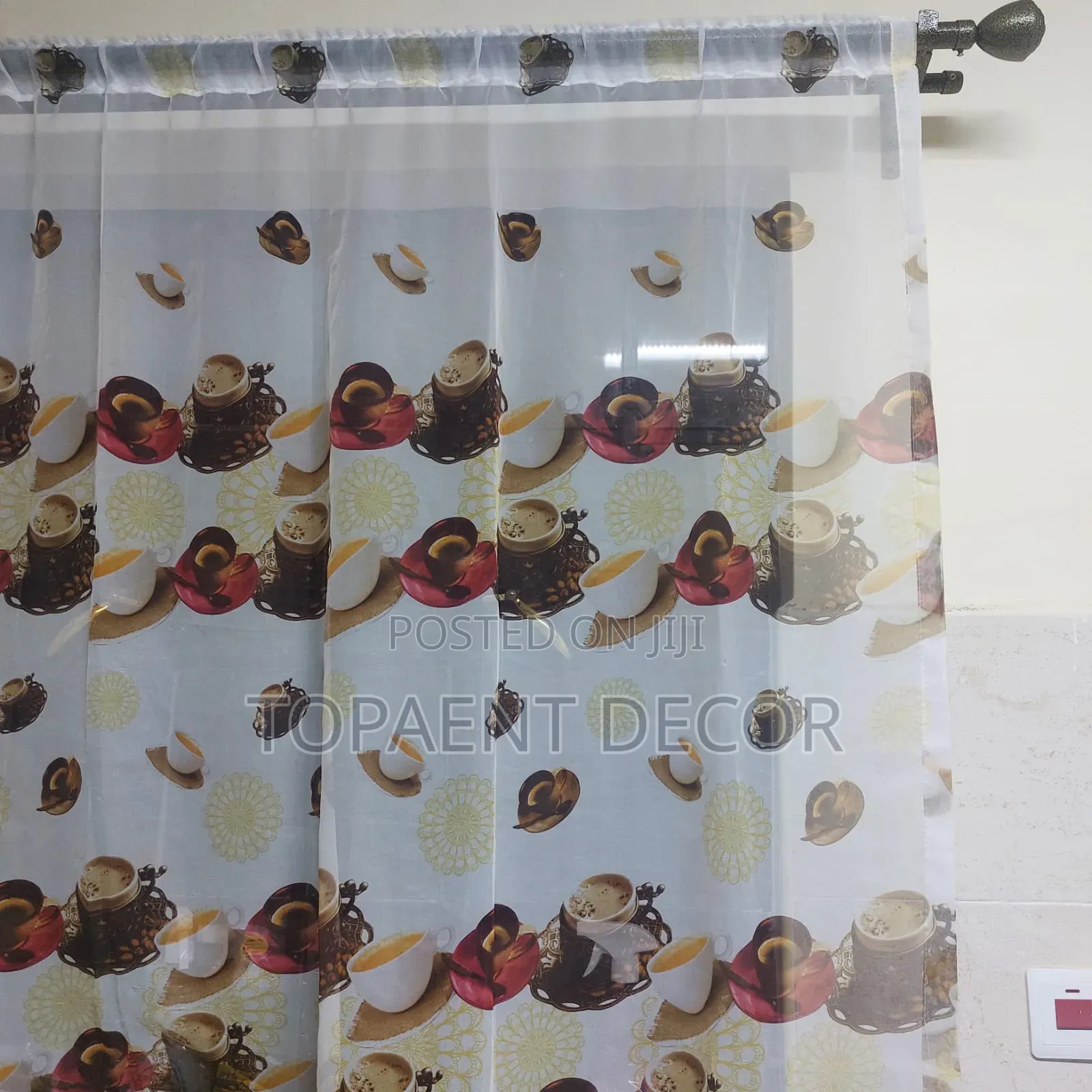 Elegant,See Through , Kitchen  Themed Window Curtain Sheer