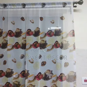 Elegant,See Through , Kitchen  Themed Window Curtain Sheer