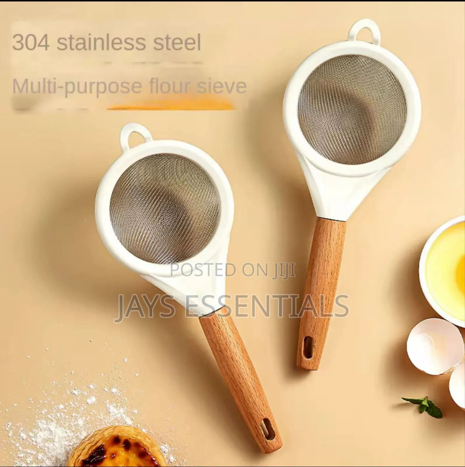 Big Wooden Handle Mesh Kitchen Sieve