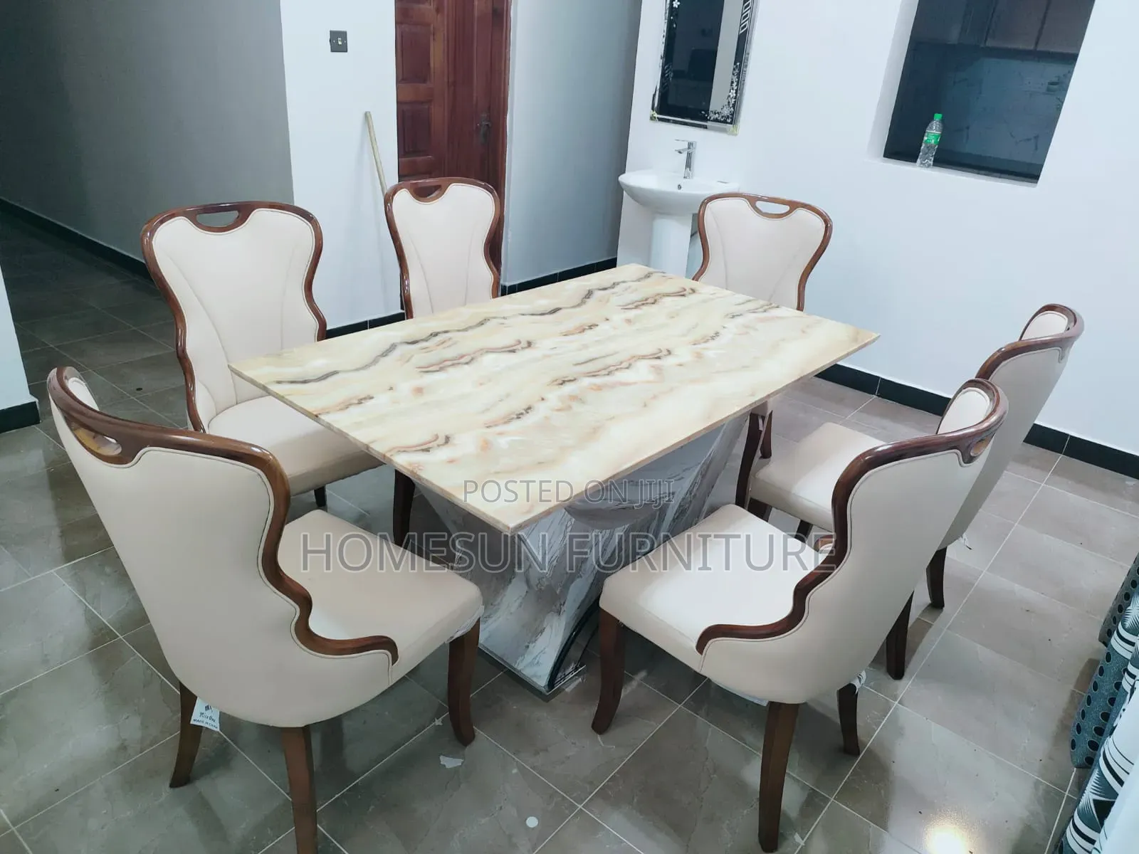 6 Seater Pure Marble Dining Table