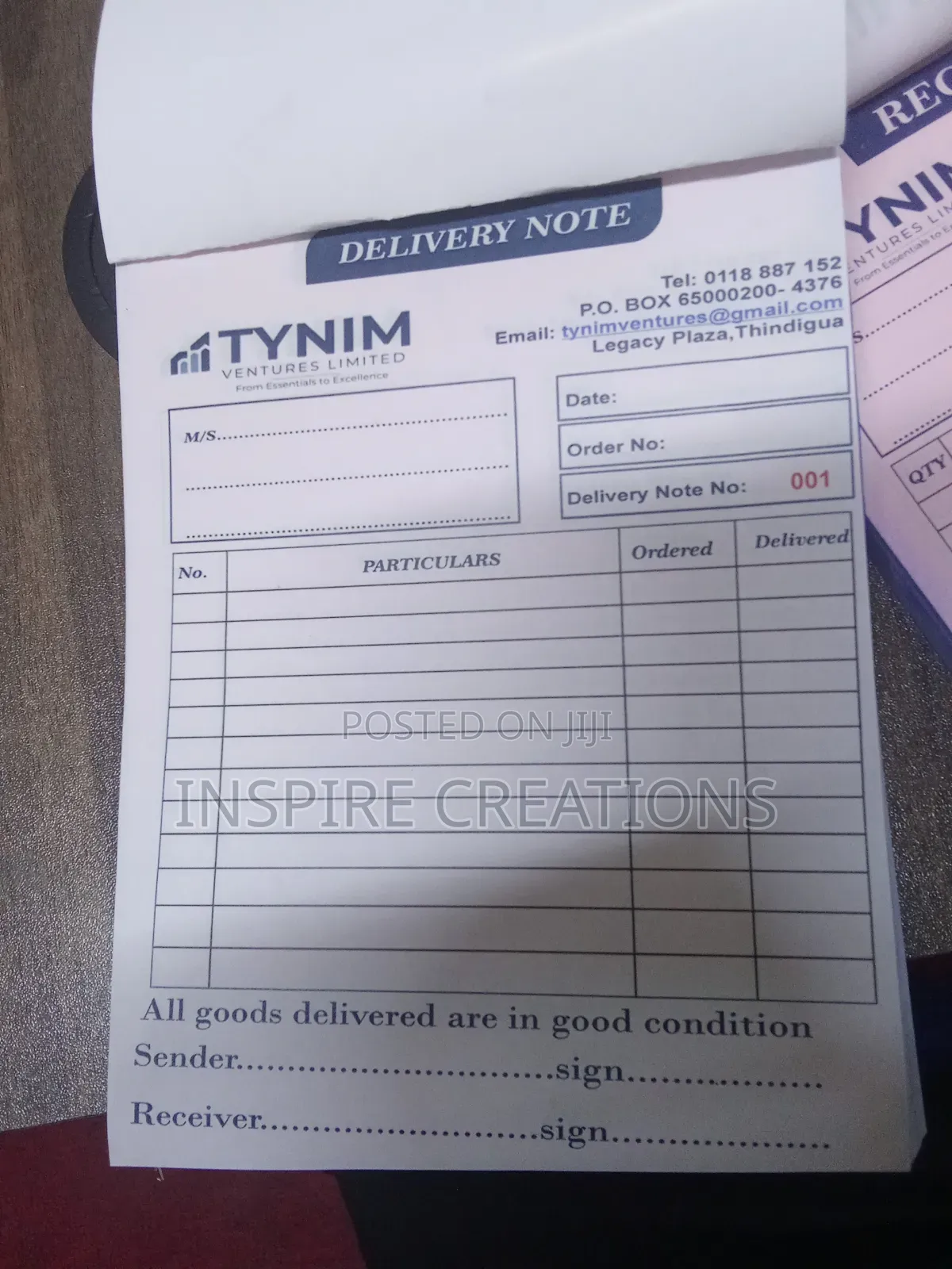A5 Receipt Books Printing**/ +-
