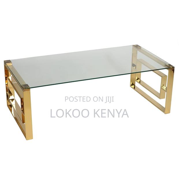 Coffee Table; Clear Glass Rectangular Modern Coffee Table - thumbnail 3