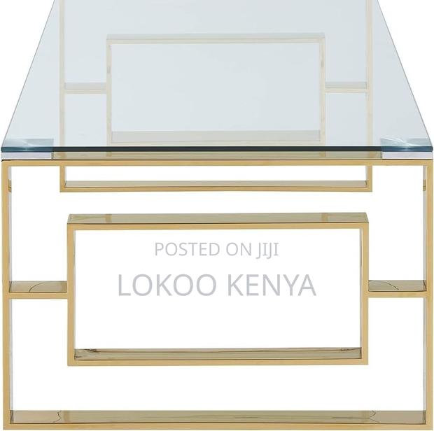 Coffee Table; Clear Glass Rectangular Modern Coffee Table - thumbnail 10