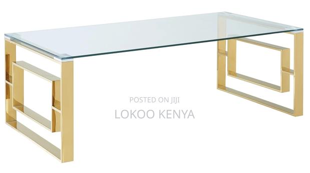 Coffee Table; Clear Glass Rectangular Modern Coffee Table - thumbnail 12