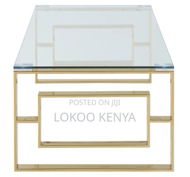 Coffee Table; Clear Glass Rectangular Modern Coffee Table - thumbnail 13