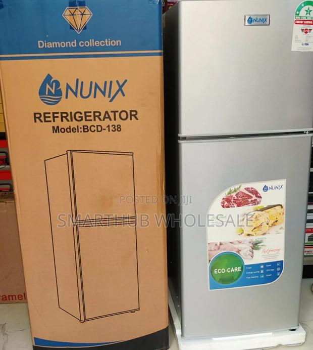 Nunix 138 Litres Large Capacity Double Door Fridge -Silver