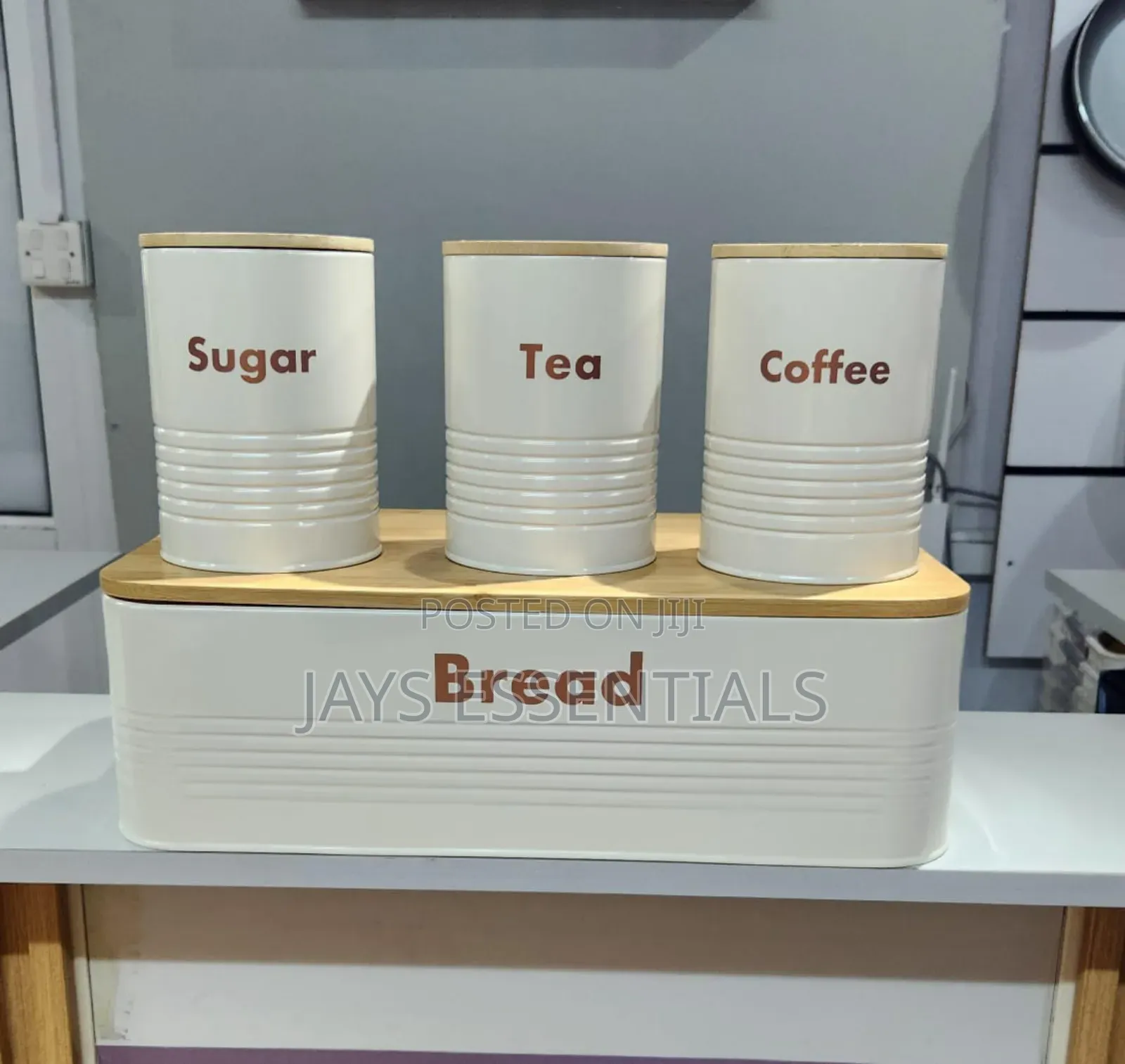 Alloy Bread Bin With Three Canister Set