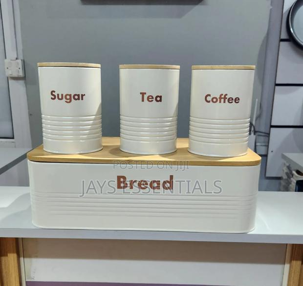 Alloy Bread Bin With Three Canister Set