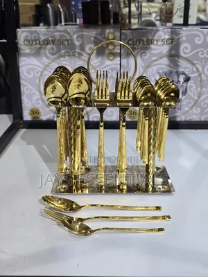 36pcs Gold Cutlery Set With Unique Stand