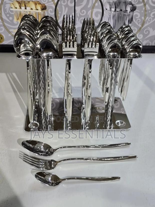 36pcs Silver Cutlery Set With Unique Stand - thumbnail 2