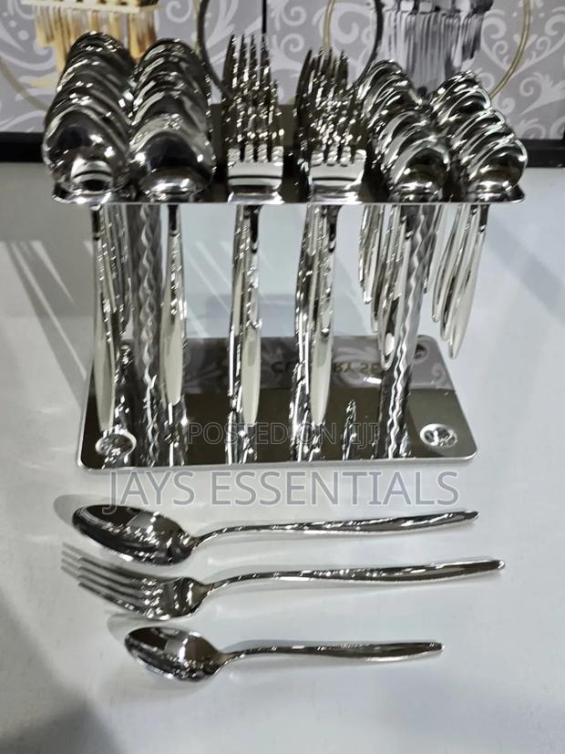 36pcs Silver Cutlery Set With Unique Stand - thumbnail 3