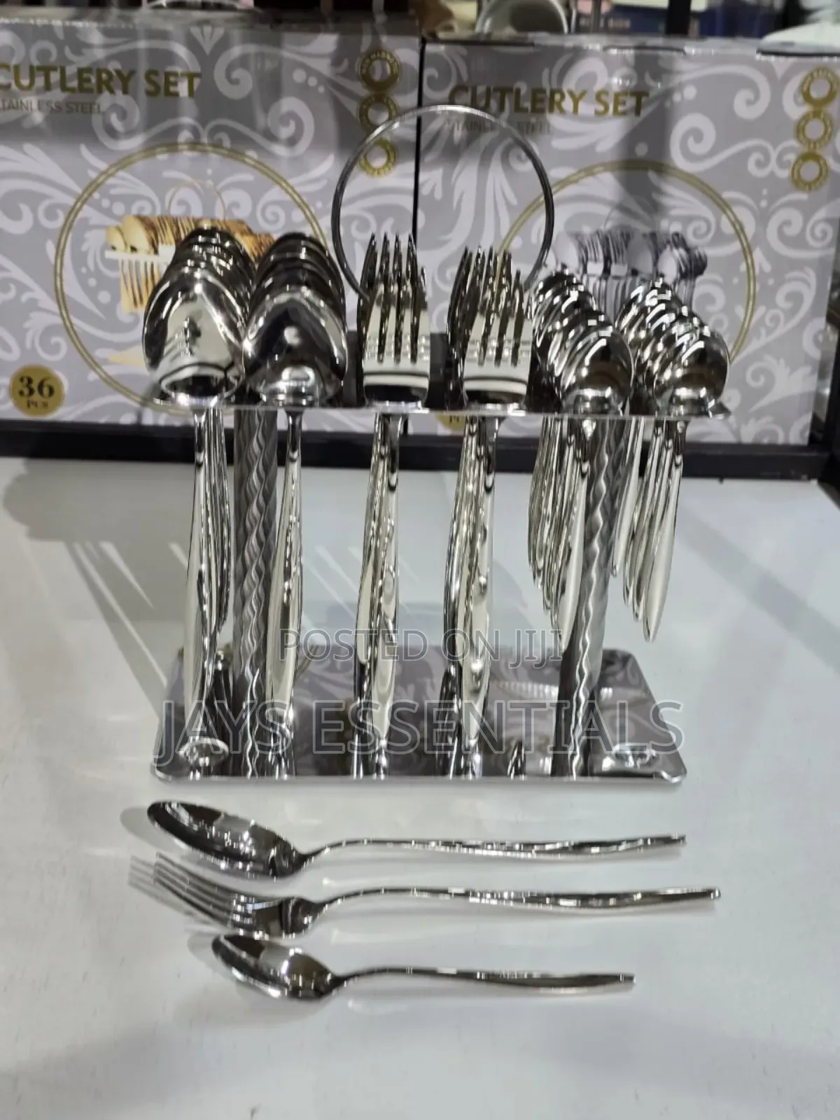 36pcs Silver Cutlery Set With Unique Stand