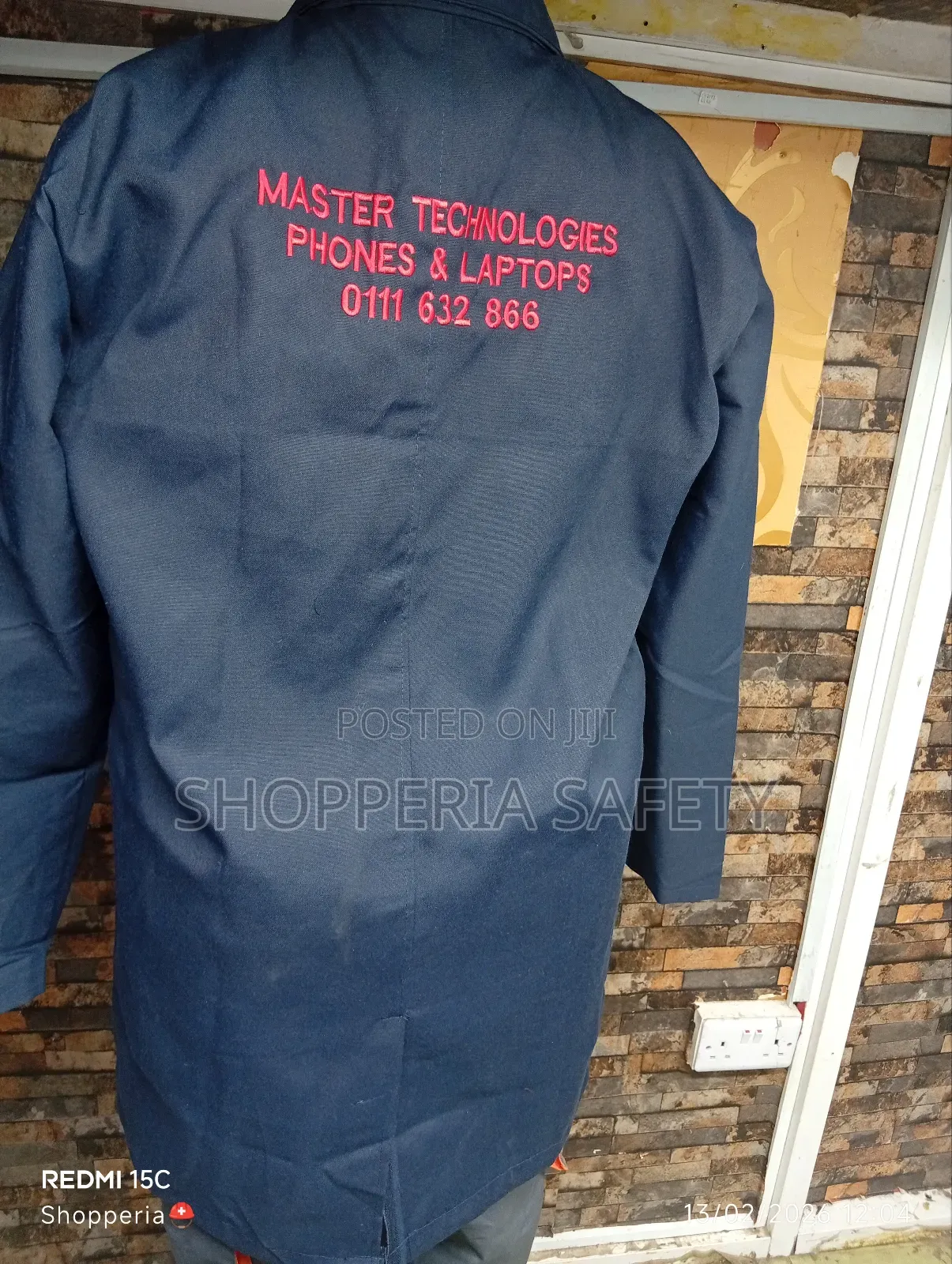 Navy Blue Dustcoat With Red Pipping