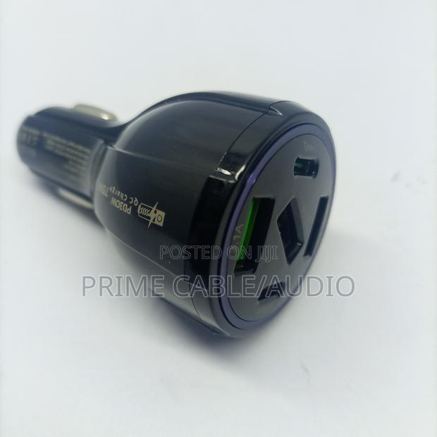 Black 75w Car Fast Charging Charger Adapter, 5 Multi Port Type.