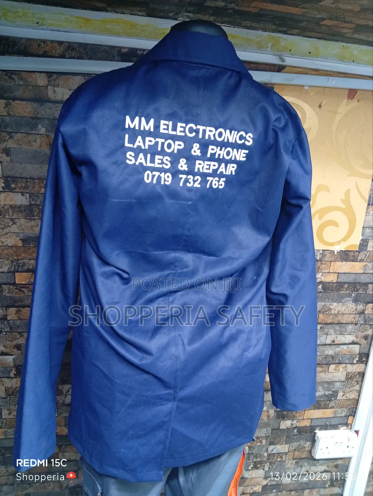 Navy Blue Dustcoat With White Pipping