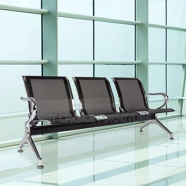 Reception Benches; Black Metal 3-Seater Reception Bench – Non-Padded - thumbnail 3