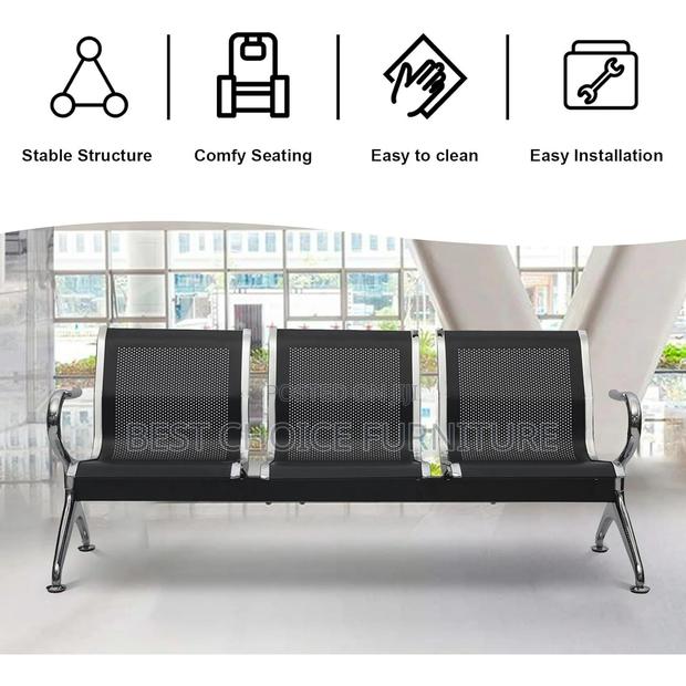 Reception Benches; Black Metal 3-Seater Reception Bench – Non-Padded - thumbnail 13