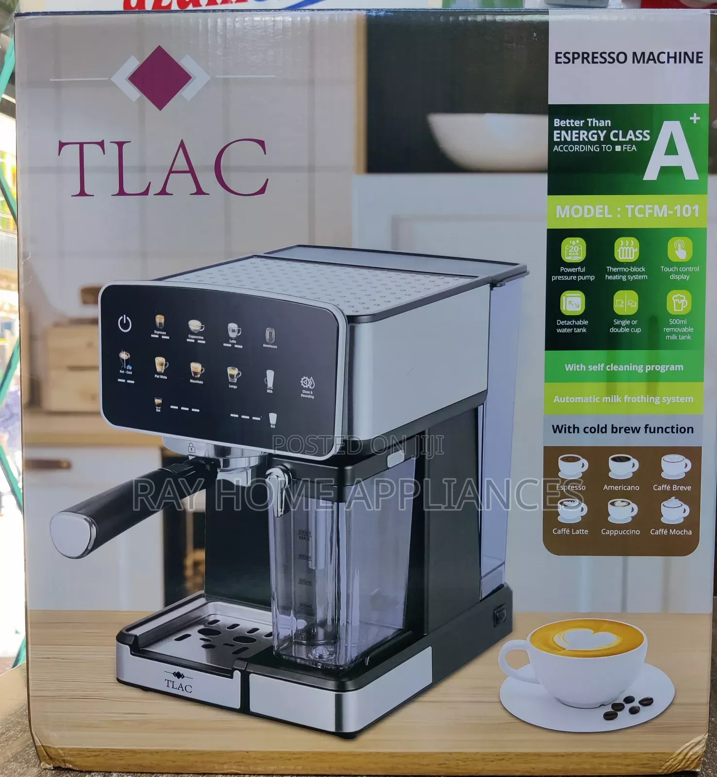 Tlac Espresso Machine
Touch Sensing For
Capuccino
Cold Brew Function