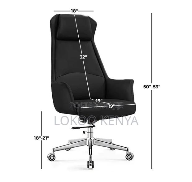Office Chair; Black High Back Swivel Execitive Chair - thumbnail 4