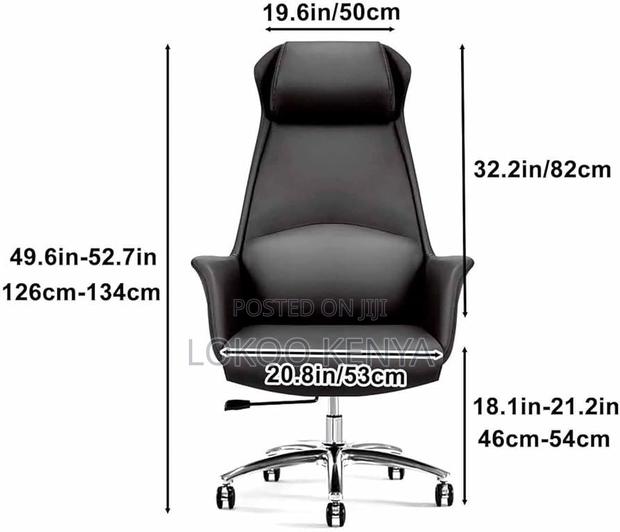 Office Chair; Black High Back Swivel Execitive Chair - thumbnail 7